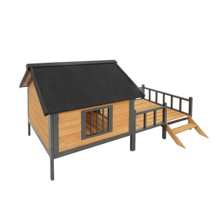 Outdoor Large Wooden Cabin House Style Wooden Dog Kennel With Porch