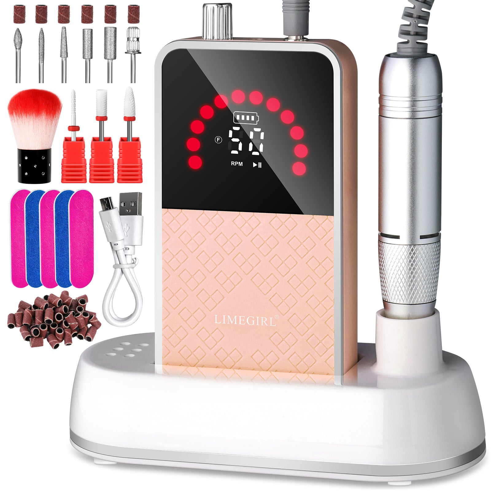 50000RPM Professional Electric Nail File Kit - Rechargeable Cordless Nail Drill For Acrylics Gel Nails, Portable E File Machine With 6 Bits For Home Salon Manicure Pedicure Care - 5 - CJ