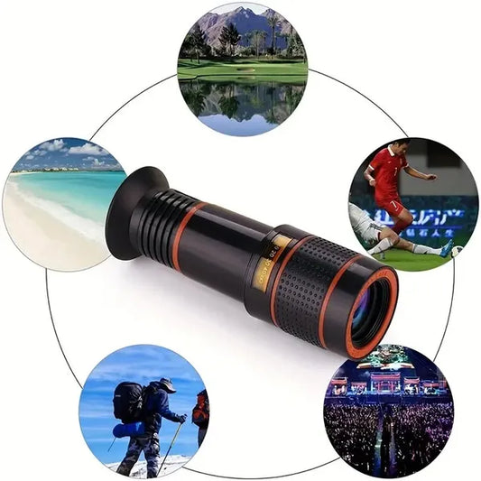 Mobile Phone Attachment Lens, Mobile Zoom Lens, Mobile Camera And Accessories, 8X, 12X, 20X, Smartphone And Tablet Long Focus Telephoto With Clip, Black - 5 - CJ