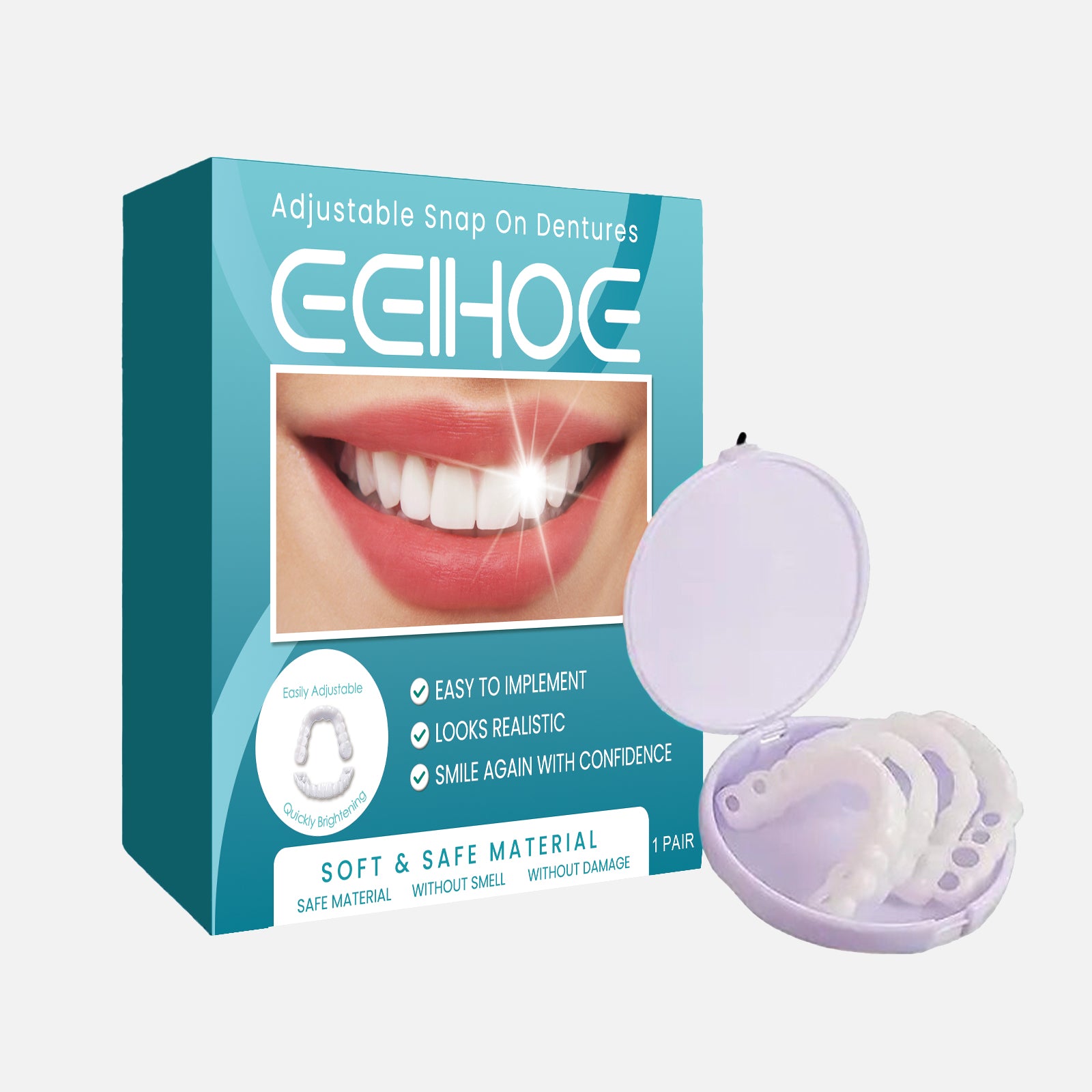 EELHOE Adjustable Snap On Dentures Temporary Gap Filling Orthodontic Dentures Kit - 5 - CJ