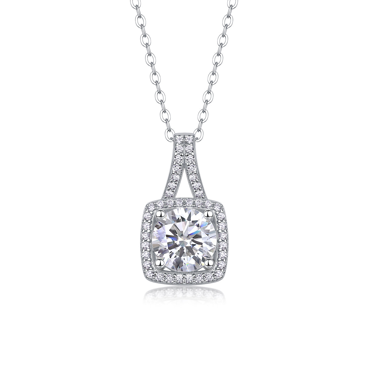 1Small Square Diamond - A Fashionable And Luxurious Diamond Jewelry Piece Set With 2 - carat Moissanite S925 Sterling Silver And Platinum - plated Pendant Prohibit TikTok sales - 5 - CJ