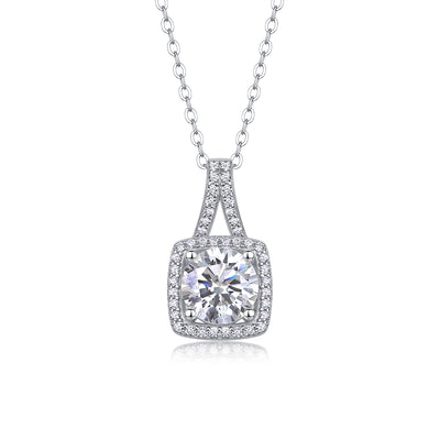 1Small Square Diamond - A Fashionable And Luxurious Diamond Jewelry Piece Set With 2 - carat Moissanite S925 Sterling Silver And Platinum - plated Pendant Prohibit TikTok sales - 5 - CJ