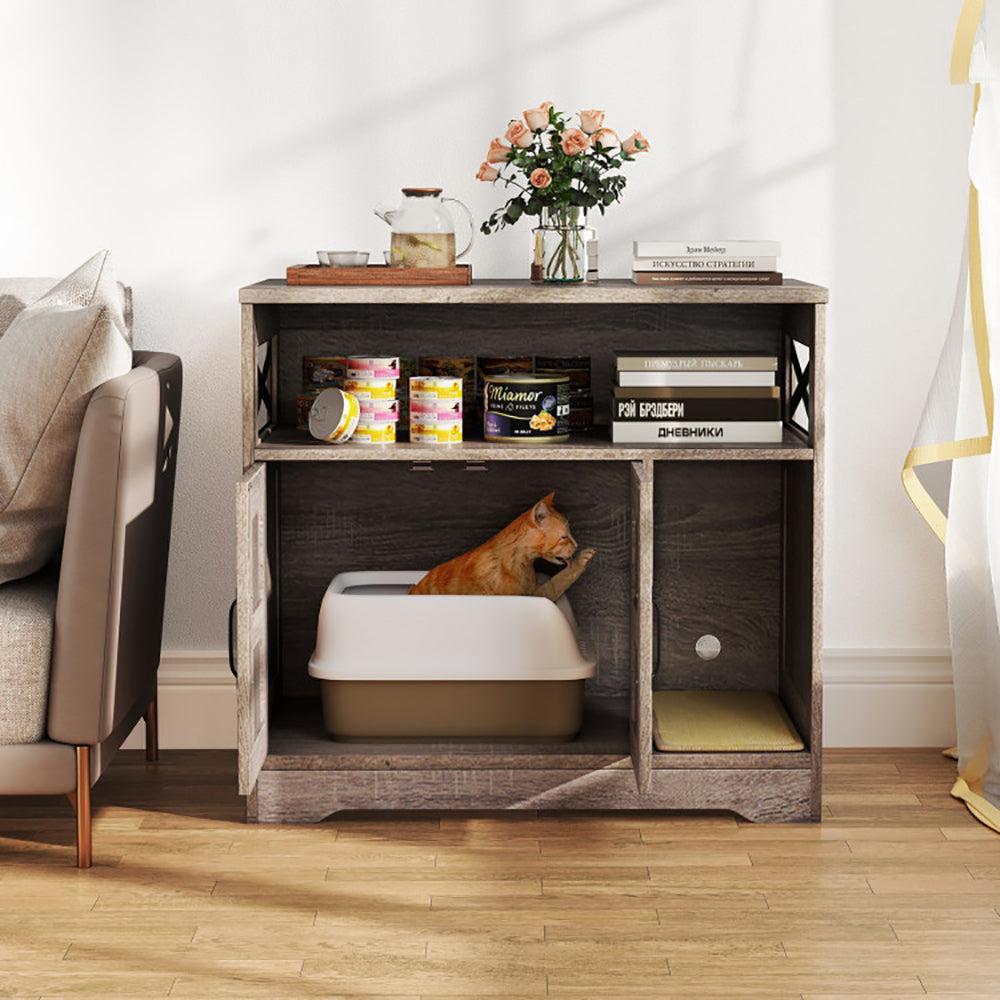 Cat Litter Box Enclosure Hidden Cat Washroom Furniture With Storage - 5 - cjdroshippping