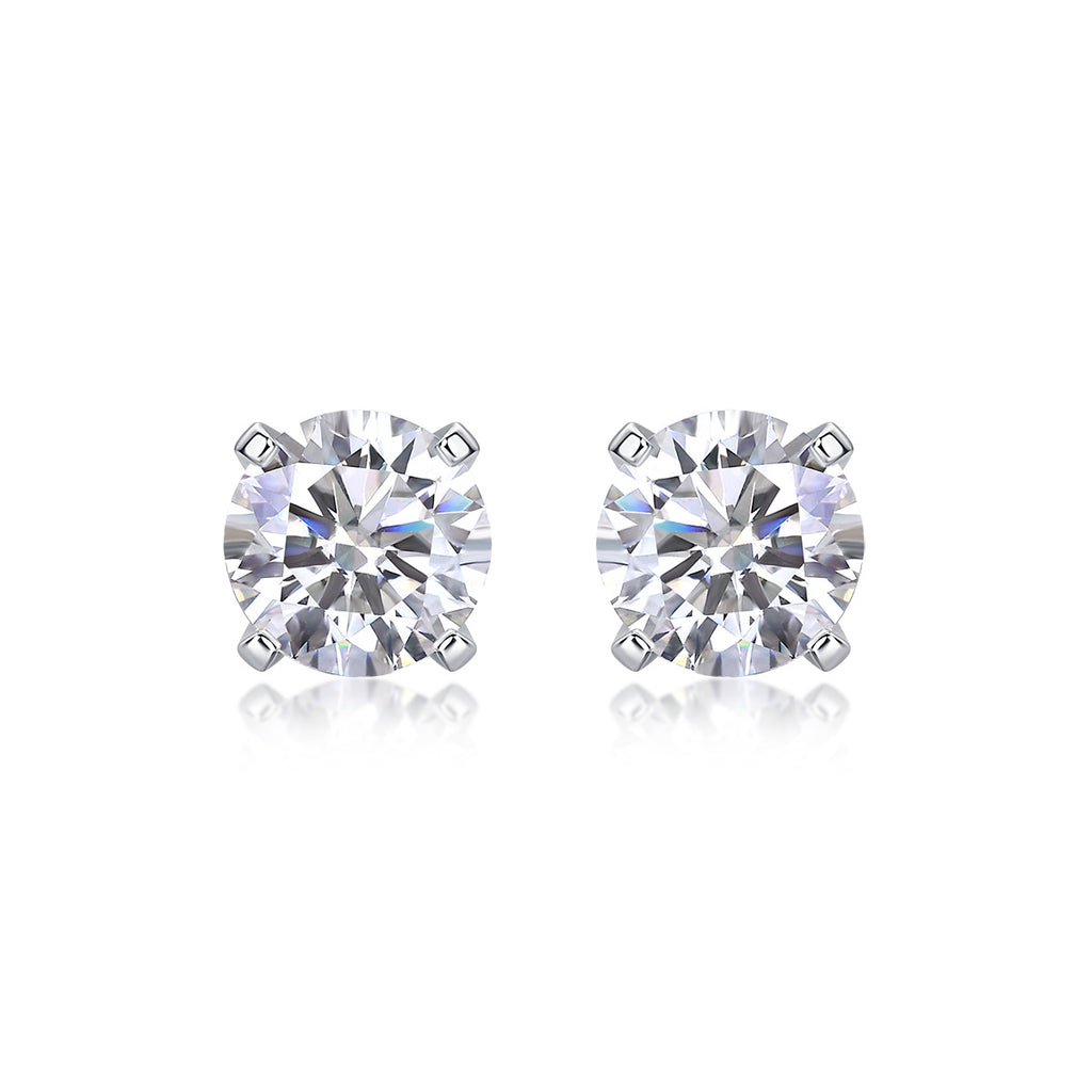Rhymes Luxury Fashion Diamond Earrings Stud Inlaid With Mosan Diamond Silver Ornaments