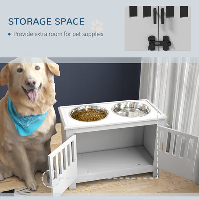 Dog Food Storage Cabinet with Bowls & Dog Feeding Station, White - 5 - CJ