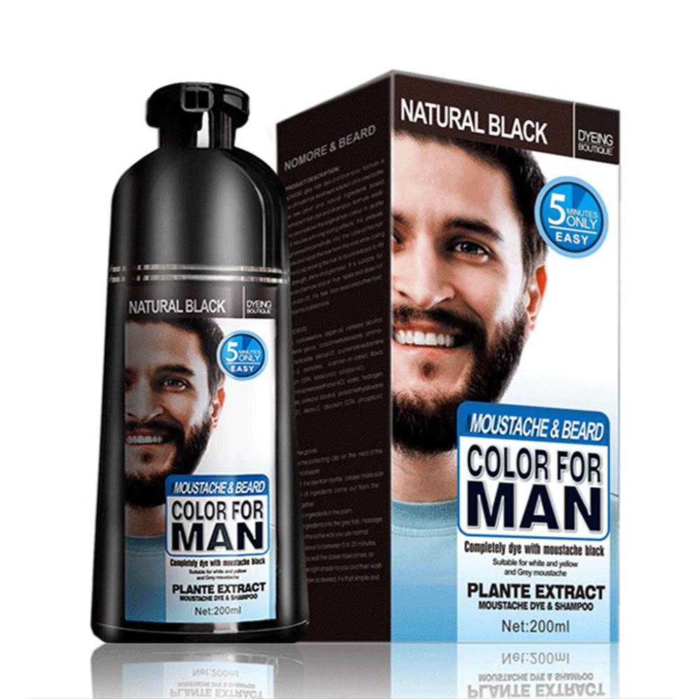 Beard Hair Color Shampoo For Men,Natural Permanent Beard DyeShampoo, Colors Hair In Minutes Long Lasting, 200ml, Black Hair DyeHaircare - 5 - CJ