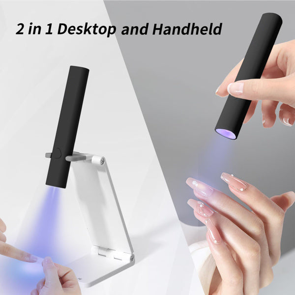 UV For Gel Nails, Mini U V LED Nail Light Handheld, With Bracket, Portable Nail Dryer, Rechargeable USB Wireless, For Fast Drying, Black