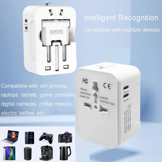 Universal Travel Adapter, Portable Worldwide All - in - One Plug Adapter With 3 USB - 5 - CJ