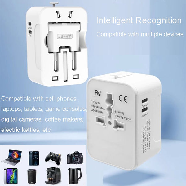 Universal Travel Adapter, Portable Worldwide All - in - One Plug Adapter With 3 USB - 5 - CJ