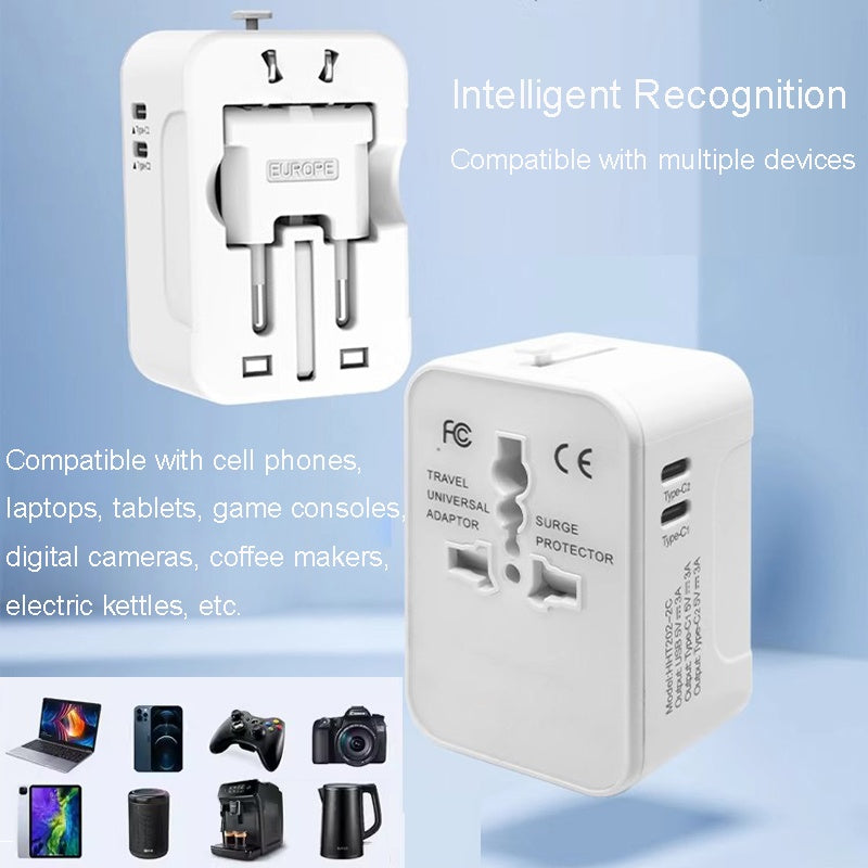Universal Travel Adapter, Portable Worldwide All - in - One Plug Adapter With 3 USB - 5 - CJ