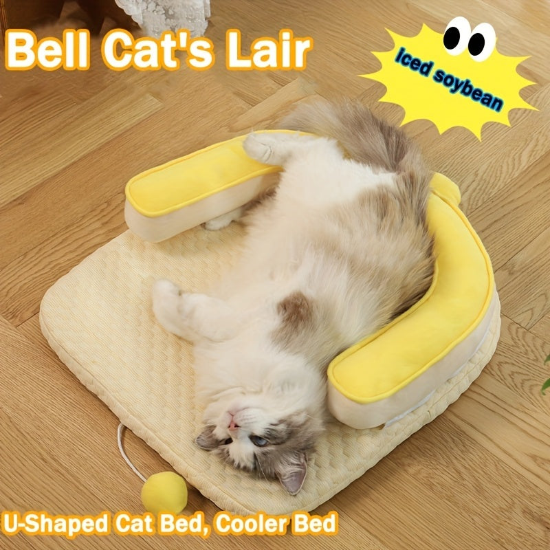 U - Shaped Cooling Pad For Cats And Dogs - Cat And Dog Neck Sleeping Pad, Summer Ice Feeling U - Shaped Headrest With Non - Slip Base, Washable Scratch - Resistant Polyester Cooling Pad - 5 - CJ