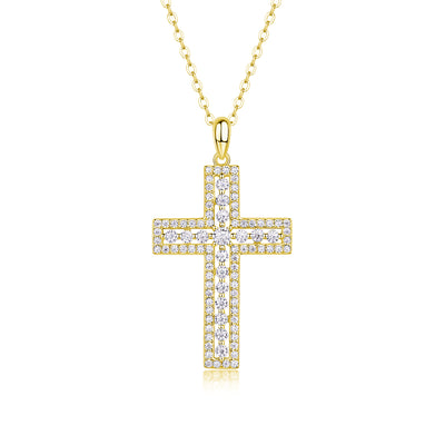 1Shelter - Fashionable Jewelry Pendant Set With Moissanite S925 Sterling Silver And Platinum - plated Cross Diamond, Moissanite Silver Jewelry Prohibit TikTok sales - 5 - CJ
