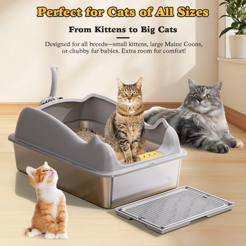 Large Stainless Steel Cat Litter Box - 5 - CJ