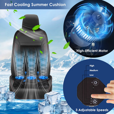 Summer Water Cooling System Seat Cushion With Fans 3 Speeds 78 Fehrenheit Constant Temperature USB Plug Portable Auto On - Off Ventilated Seat Cushion For Home Office Car - 5.0 - CJ