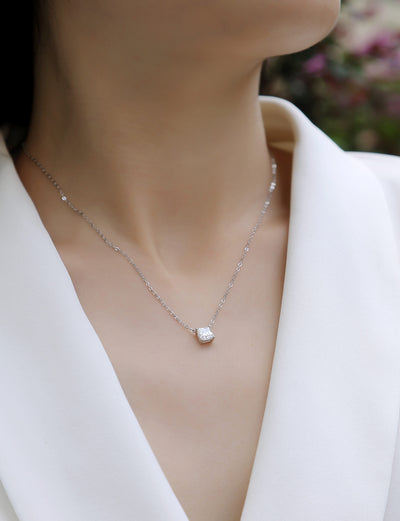 1Eternal - A Fashionable And Luxurious Diamond Jewelry Pendant Set With Square Moissanite S925 Sterling Silver Prohibit TikTok sales - 5 - cj