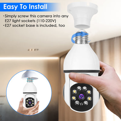 1Pc E27 WiFi Bulb Camera 1080P FHD WiFi IP Pan Tilt Security Surveillance Camera With Two - Way Audio Full Color Night Vision Flood Light Motion Tracking Siren Function APP Control - 5 - CJ