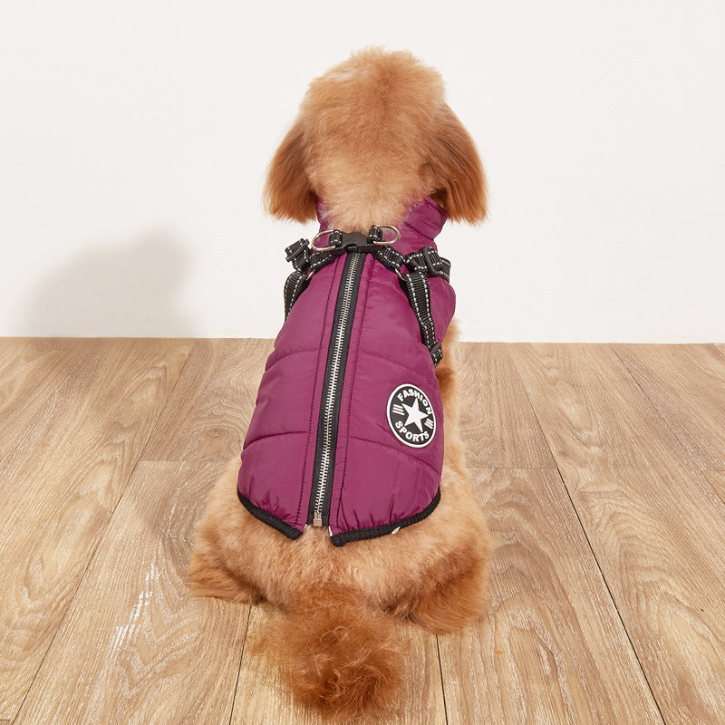 Pet Warm Dog Cotton - padded Clothes Fleece - lined Thickened Reflective Gallus - 0 - CJ