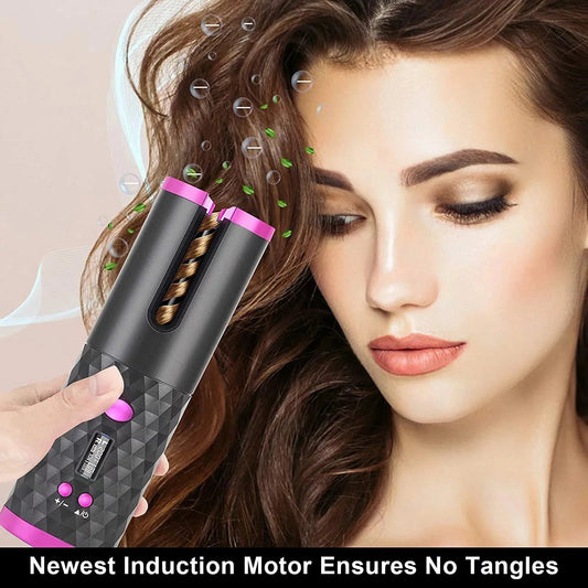 Portable Automatic Hair Curler, Ceramic Rotating Wireless Auto Curling Iron Wand, Portable USB Rechargeable Spin Curler For Hair Styling - 5 - CJ