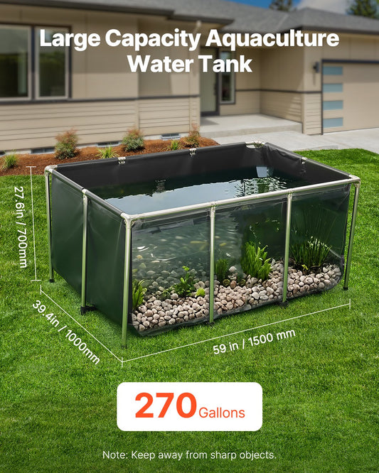 Canvas Fish Pond Above Ground Koi Tank 270 Gal With Clear Viewing Panel - 5 - CJ