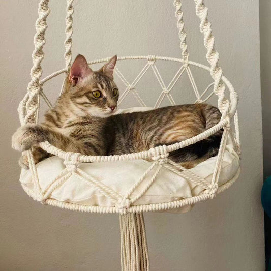 Handwoven Kitten Hammock Hanging Decor For Indoor Use - 0 - CJ
