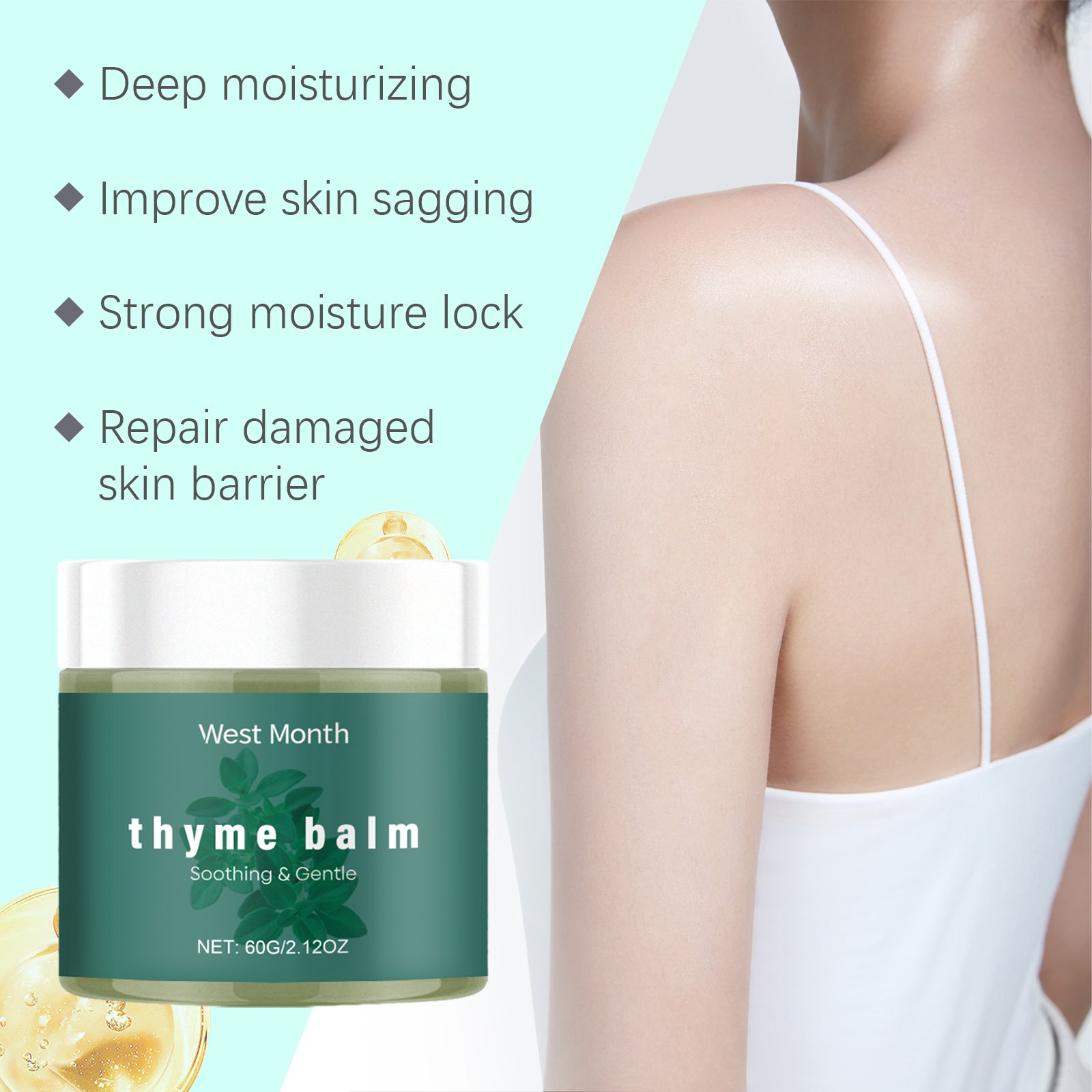 West&Month Body Thyme Cream Plant Essence Moisturizes And Moisturizes Skin Daily Body Care Cream - 5.0 - CJ