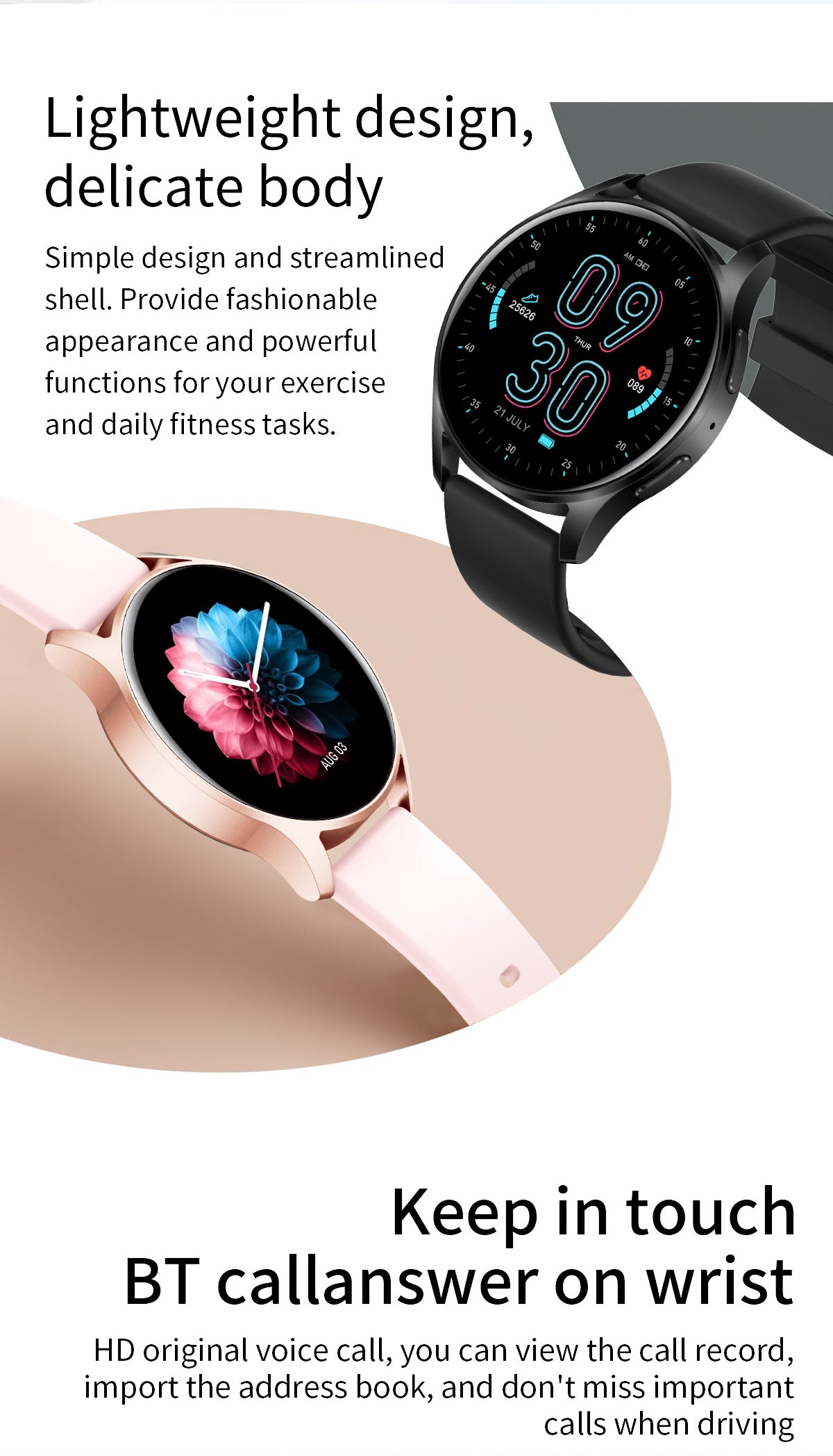 Trendy Smart Watch, Smart Watch For Men And Women, Make,answer Calls, Wireless Smart Watch, Fitness Tracker With Calorie Tracker, Pedometer, Text Notifications, Compatible With IPhone And Android, Per - 5 - CJ