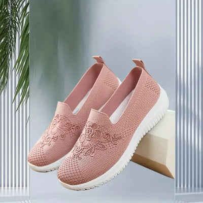 Women'S Breathable Hollow Flat Shoes, Shallow Mouth Flower Solid Color Mesh Shoes, Fashionable Lazy Shoes - 5 - CJ