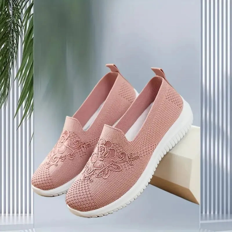 Women'S Breathable Hollow Flat Shoes, Shallow Mouth Flower Solid Color Mesh Shoes, Fashionable Lazy Shoes - 5 - CJ