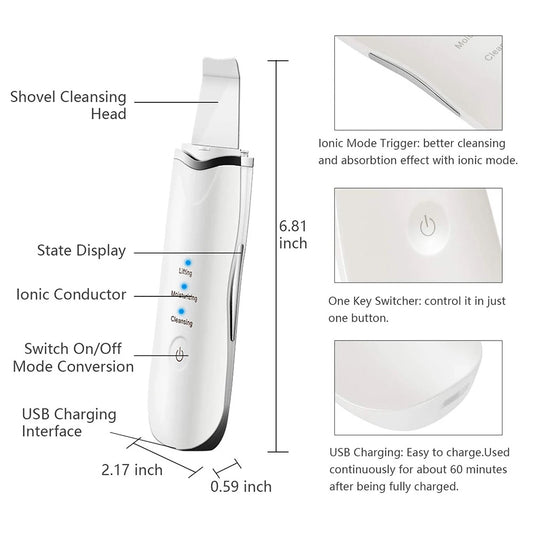 3 - in - 1 Ultrasonic Facial Spatula For Deep Cleansing, Electric Ultrasonic Skin Scrubber - 5 - CJ