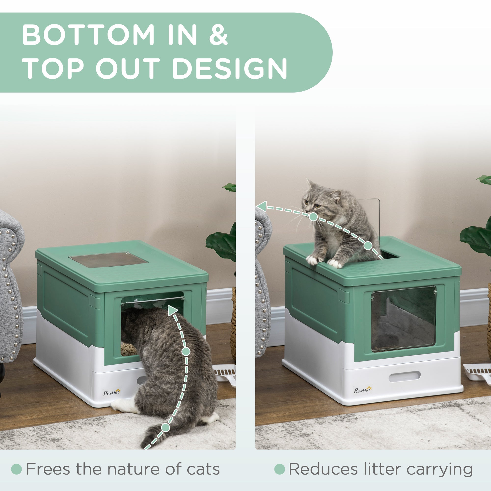 Fully Enclosed Cat Litter Box Portable Pet Toilet With Spoon Large Space - 5 - cjdroshippping