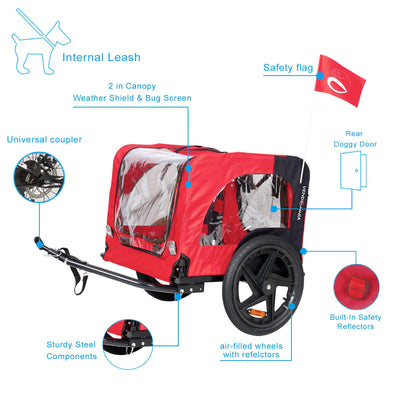 Bicycle Trailer For Pets Outdoor Foldable Dog Trailer With Reflectors - 5 - CJ