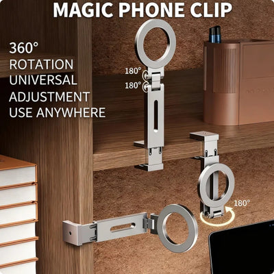 Magnetic Phone Stand For Travel, 360 Rotatable Foldable Desk Holder With N52 Strong Magnets, Portable Magsafe Compatible Mount For Airplane Train Car And Home Office - 5 - CJ
