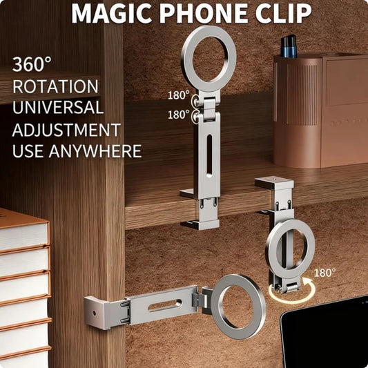 Magnetic Phone Stand For Travel, 360 Rotatable Foldable Desk Holder With N52 Strong Magnets, Portable Magsafe Compatible Mount For Airplane Train Car And Home Office - 5 - CJ