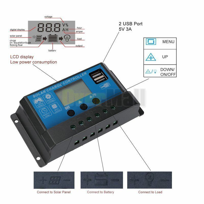 20-80A MPPT Solar Panel Regulator Charge Controller Auto Focus Tracking 12,24V