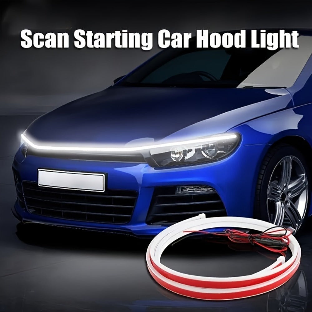 Upgrade Your Vehicle With A Universal 12V, 10W Start-Scan Car LED Hood Light White 70In  Dynamic Daytime Running Light