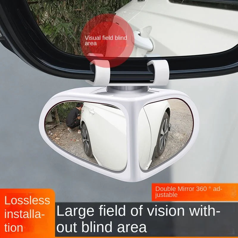 Car Reversing Small Round Mirror Front And Rear Wheel Wide - Angle Mirror Double - Sided Auxiliary Rearview 360 Adjustable Wide Angle Side Rear View Mirror For Car - 5.0 - CJ