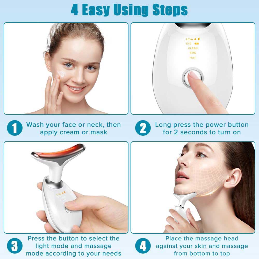 Neck Face Massager Face Sculpting Tool 3 Colour Modes And Vibration For Facial Massager For Double Chin - 5 - CJ