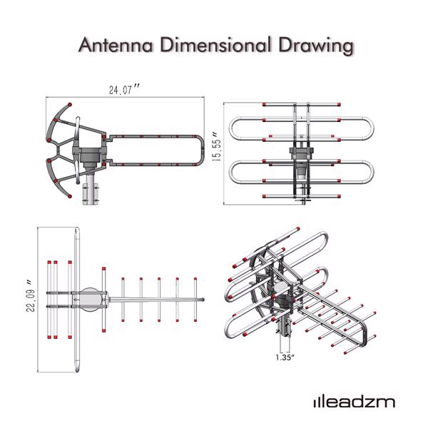 TA - 851B 360 Degree Steering TV Antenna 45 - 860MHz 22 - 38dB HD Pixel 4K Radiation Range 150 Miles Cable 12 Support 1 TV Outdoor - 5 - CJ