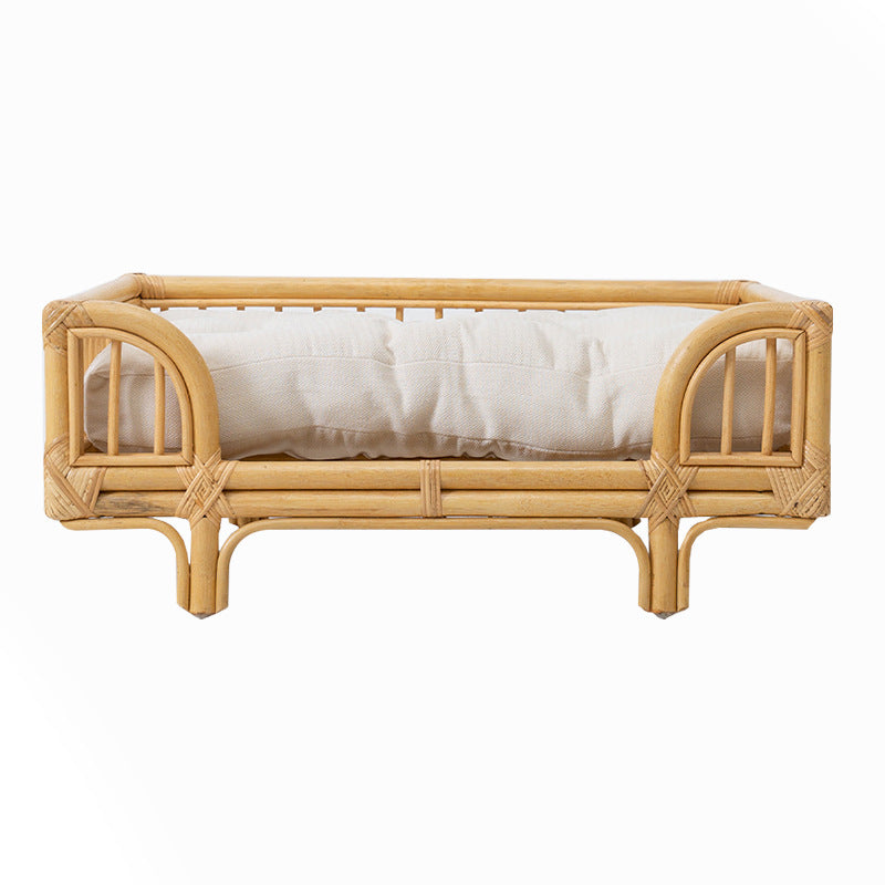 Natural Rattan Square Dog Bed Minimalist Handmade Pet Bed - 0 - CJ