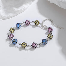 Zircon Colored Glass Ball Color Rose Sky Blue Bracelet - 4 - CJ