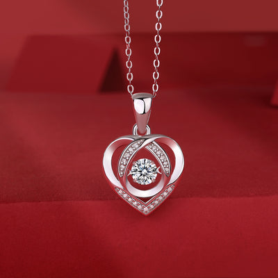 1Heart To Have Your Luxurious Fashion Diamond Pendant Necklace Set With Mosan Diamond Silver Ornaments Prohibit Tk Sales - 5 - CJ