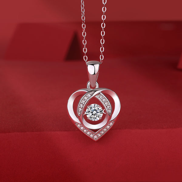 1Heart To Have Your Luxurious Fashion Diamond Pendant Necklace Set With Mosan Diamond Silver Ornaments Prohibit Tk Sales - 5 - CJ