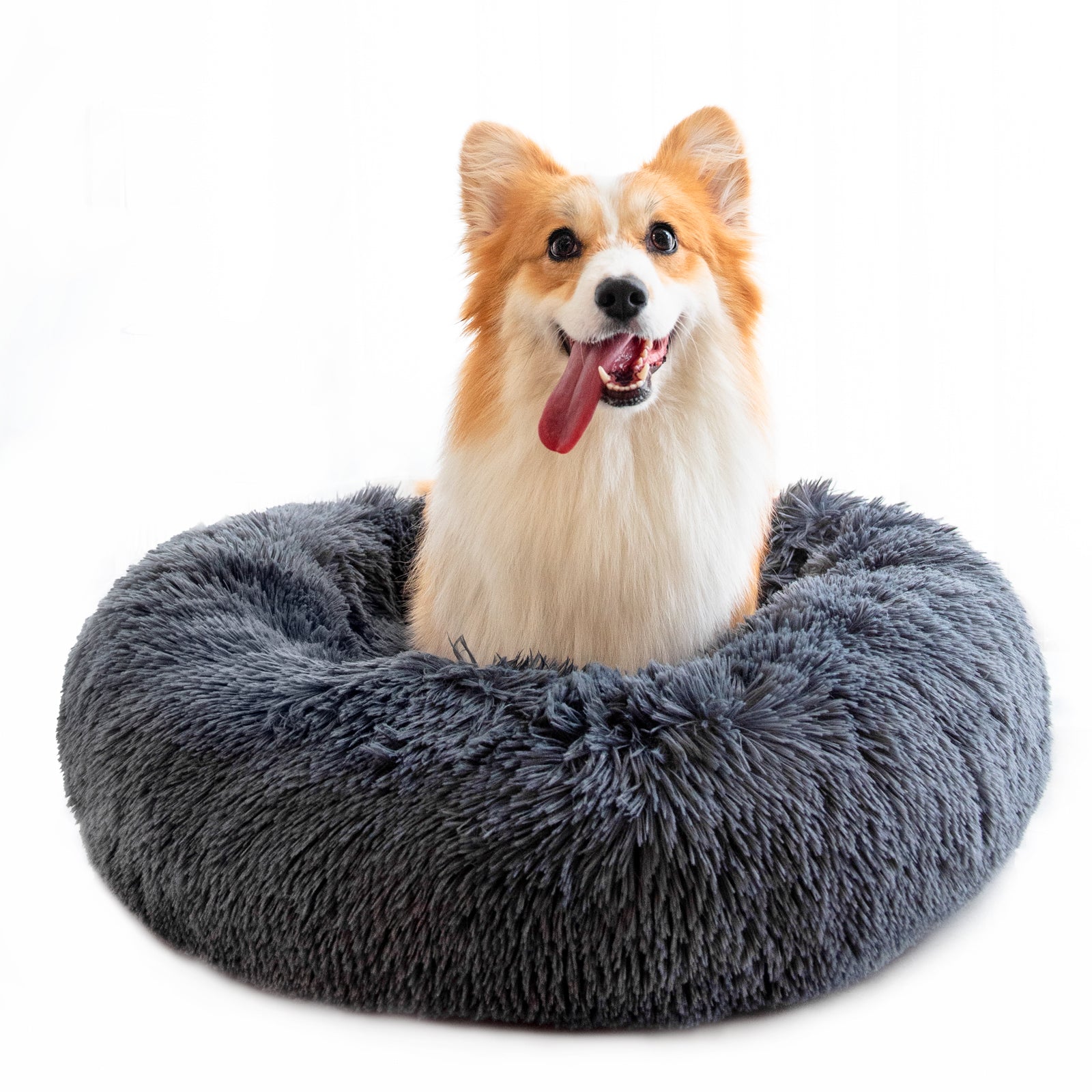 Dog Beds For Small Dogs Round Plush Cat Litter Kennel Pet Nest Mat Puppy Beds - 0 - CJ - Dark Grey - 27.6X7.9inch - CJGY136518204DW