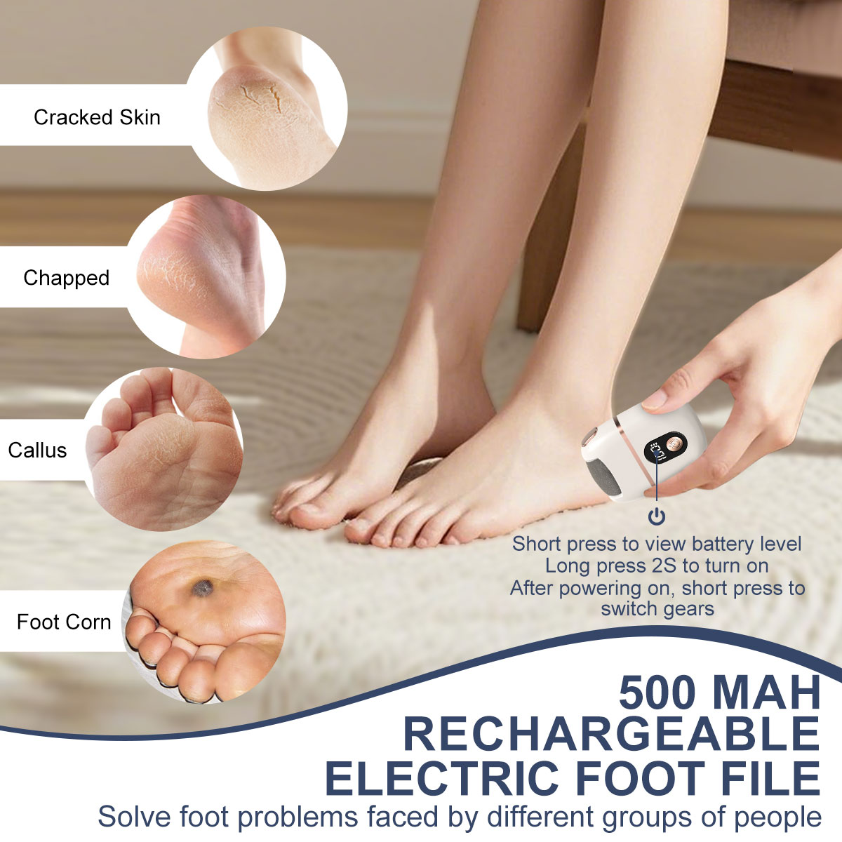 New Electric Callus Remover For Feet, Portable Rechargeable Foot Repair And Grinding Device With Digital Display, Heel Polisher File For Men Women Dry Callus Dead Skin - 5 - CJ