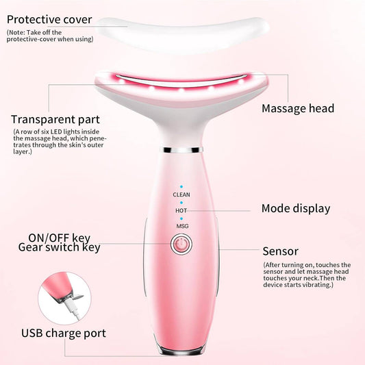 Skin Care Neck Face Massage Tool With Thermals, 3 - in - 1 Facial Massager - 5 - CJ