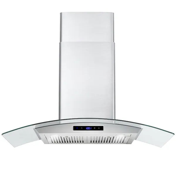30 Inch Wall Mounted Range Hood 700CFM Tempered Glass Touch Panel Control Vented LEDs