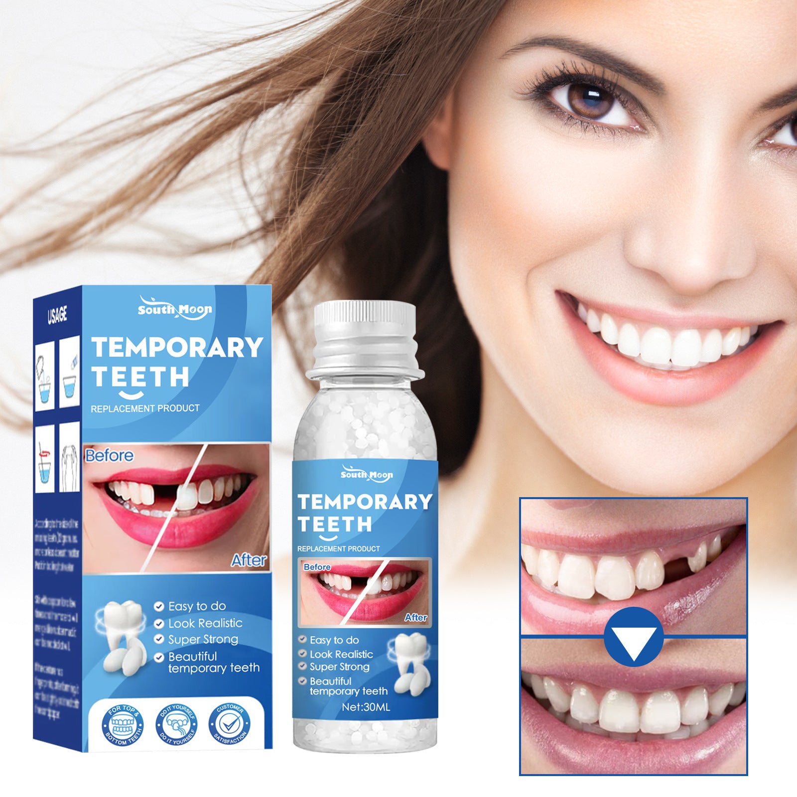 South Moon Solid Dental Gel Fixing Teeth Temporary Filling Cavities Filling Gel Dentures Denture Gap Filling Gel - 5 - CJ