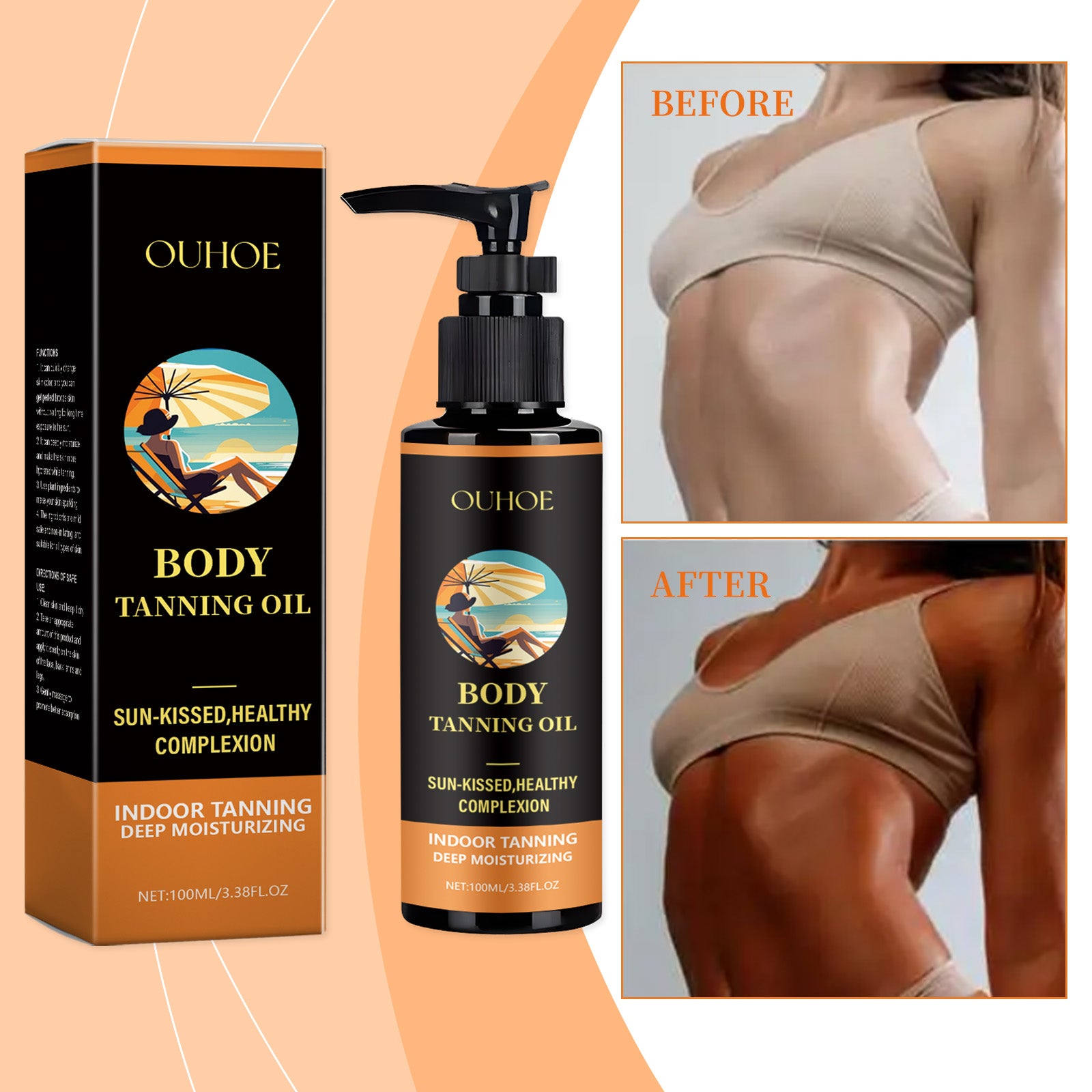 OUHOE Skin Tanning Lotion, Gentle Moisturizing Oil For Summer Outdoor Beach Tan Skin - 5 - CJ