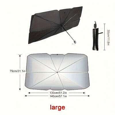 UPF50 - Sunshade - UPF50 - Compact Roll - Up Sunshade For Front Window - Heat Insulation And UV Protection, Easy - to - Use Auto Interior Accessory, Fits Most Vehicles, Sun Protection Curtain, Sleek Black Umb - 5 - cjdropshipping