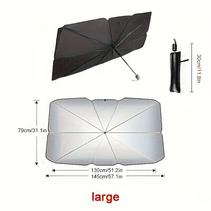 UPF50 - Sunshade - UPF50 - Compact Roll - Up Sunshade For Front Window - Heat Insulation And UV Protection, Easy - to - Use Auto Interior Accessory, Fits Most Vehicles, Sun Protection Curtain, Sleek Black Umb - 5 - cjdropshipping